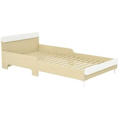 AIYAPLAY Letto per Bambini 3-10 Anni Basso in Legno e MDF Bianco e color Legno - Immagine 1 di 4