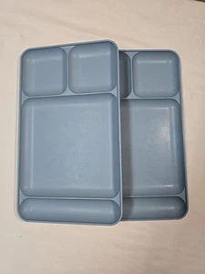 Set Of 2 Vintage Tupperware Divided Lunch Dinner Trays Almond #1535 Stackable - Picture 1 of 8