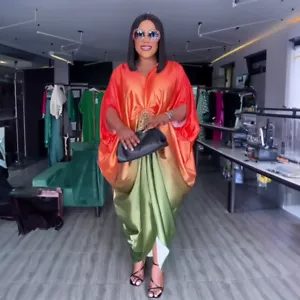 Abito da cocktail africano dashiki caftano donna manica a pipistrello abito da sera - Foto 1 di 22