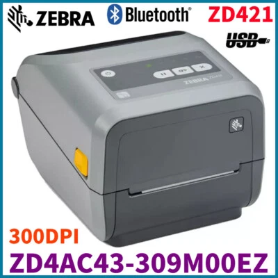 Zebra ZD421T ZD4AC43-309M00EZ 300DPI Bluetooth USB Direct Thermal Label Printer - Bild 1 von 4