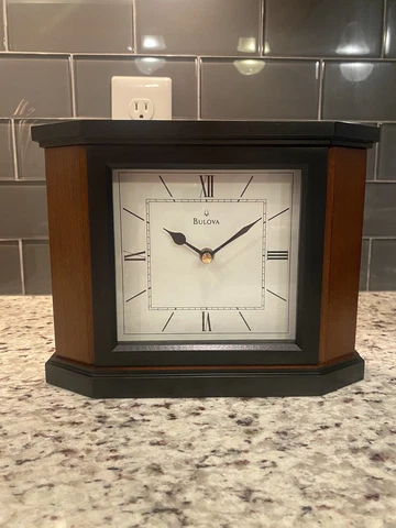 Bulova B1881 Holyoke Clock, Cherry Brown Desk Mantle Clock New Open Box Cover