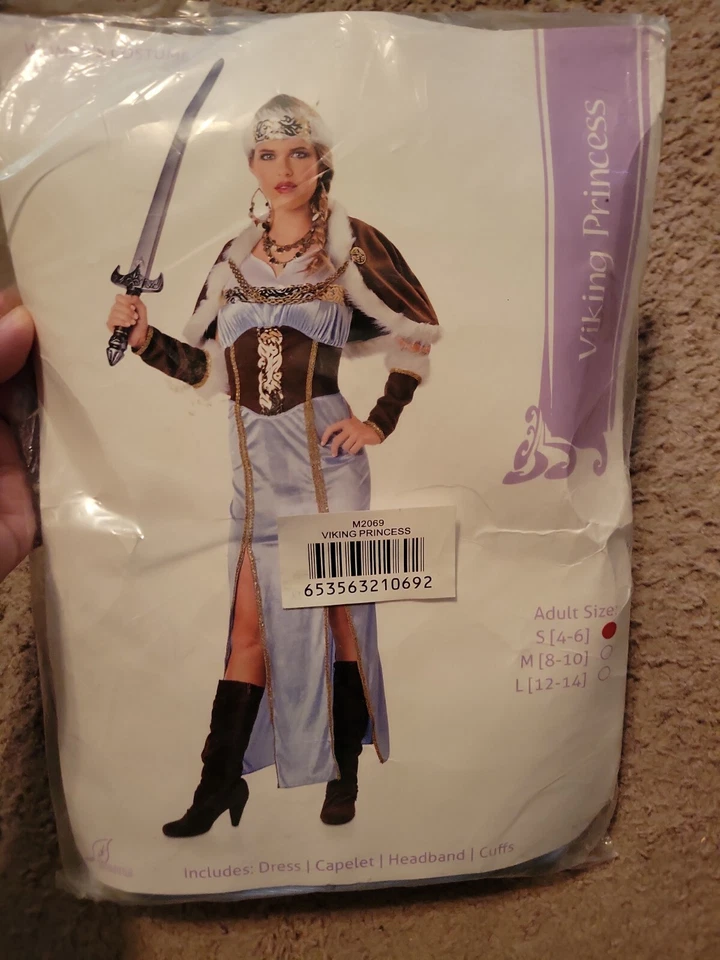  NUEVO Mujer Adulto Princesa Vikinga Halloween Fiesta Disfraz Talla S 4-6 Temporadas M2069 Foto 1 de 1