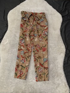 New 7th Avenue New York Womens Brown Paisley Floral Dress Pants Belt Size 8 - Picture 1 of 9
