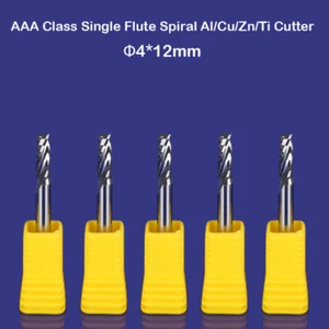 5pc HQ Aluminum Cu Cutting endmill single flute spiral CNC router bit 4mm x 12mm - Picture 1 of 2