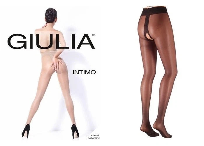 1x GIULIA INTIMO Dessous Ouvert Pantyhose Strumpfhose Glanz Schwarz XL 44 46 48 - Bild 1 von 1