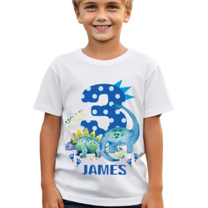 Personalised Dinosaur 3Rd Birthday Kids T-Shirt Name Gift Boys Girls Top#TA-195 - Picture 1 of 20