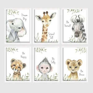 CHOOSE YOUR OWN! Safari Animal Nursery Prints Boys Girls Elephant Giraffe Zebra - Picture 1 of 5