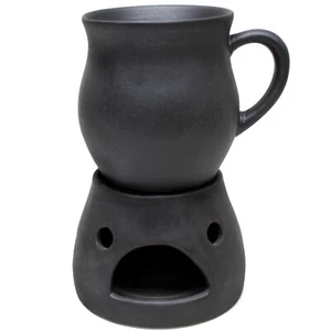 Taza 220 ml + estufas en juego - Taza de vino caliente gres cerámica con aspecto de madera - Imagen 1 de 6