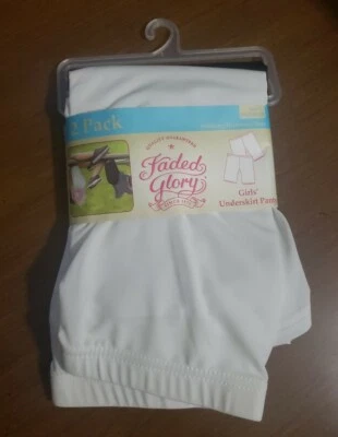 全新带标签 Faded Glory Girls Underskirt 内裤 XXL 14 白色黑色 2 件装全新短裤 — 第 1/3 张图片