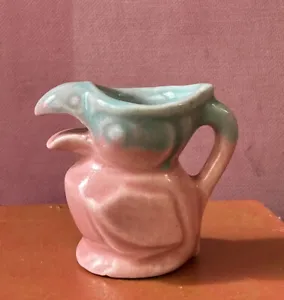 Vintage 1950’s MCM Tucan bird pitcher pink aqua California pottery - Picture 1 of 3