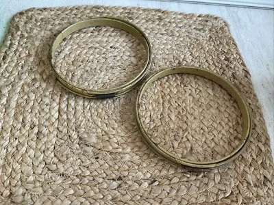Vintage 5” Metal Embroidery Spring Tension Hoop Ring with Cork Liner Set Of 2 - Image 1 of 4