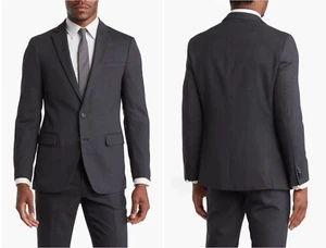 Original Penguin Mens Birdseye Stretch Wool Blend Sport Coat (44L) Charcoal Gray - Picture 1 of 3