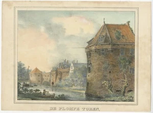 Antique Print of the 'Plompetoren' in Utrecht by Houtman (c.1830) - Picture 1 of 1