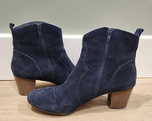 Steve Madden Blue Suede Ankle Boots Size 8? Size Zipper - Picture 1 of 9
