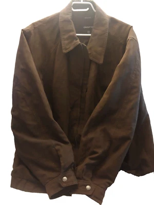 Claiborne Mens Micro Suede Jacket Brown Sz XL Full Zip Barn Style Citycore - Image 1 of 4