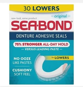 SEA BOND DENTURE ADHESIVE SEALS 30 PACK LOWERS ORIGINAL NEW - Picture 1 of 7