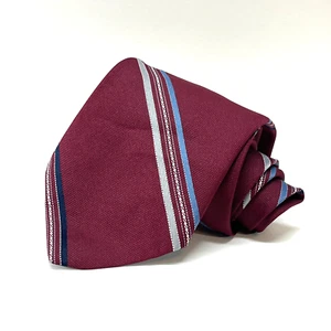 Ketch Brand Men's Neck Tie - Burgundy Blue Gray Striped Classic Width - Picture 1 of 8
