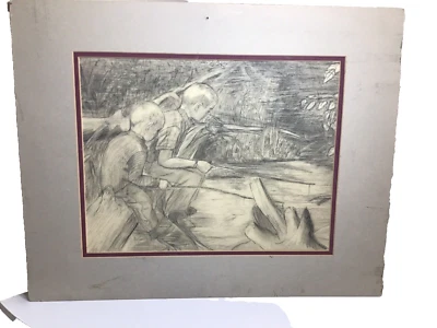 Красивый 1980-е уголь или карандаш эскиз искусства талантливый художник - матовый - Изображение 1 из 4