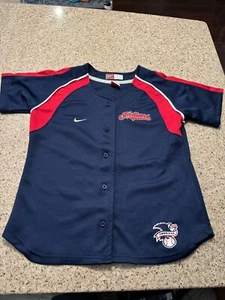 Youth Medium Nike Rare Cleveland Indians Embroidered Jersey MINT - Picture 1 of 3
