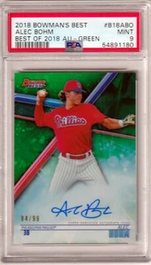 ALEC BOHM - 2018 BOWMAN'S BEST OF 2018 AUTOGRAPHS - GREEN REFRACTOR - PSA MT 9 - Picture 1 of 1