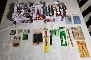 Lote De Colección Agujas Hilo De Coser Varios Tijeras Costura Desgarrador Cremallera Etc - Imagen 1 de 14