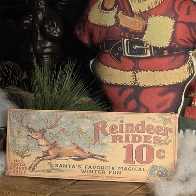 Nostalgic Rustic Merry Christmas Wood SIGN  Farmhouse Primitive Decor 13 X 5  - Image 1 of 4