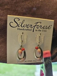 Silver Forest Surgical Steel With Pink Beads Earrings - Picture 1 of 2