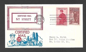 U.S. 1955 CERTIFIED MAIL STAMP # FA1 FIRST DAY COVER - Picture 1 of 1
