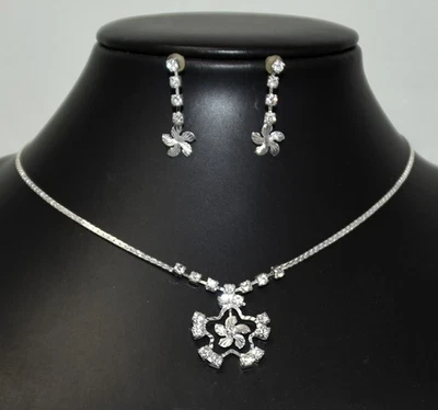 Hochzeit Ketten Set, Collier Kette mit Ohrstecker & Strass - Steine Neu 1 Set - Bild 1 von 2
