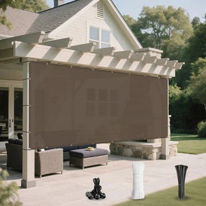 11ft Outdoor Sun Shade Sail Patio Shade Cloth Heavy Duty UV Blockage Cover Brown - Picture 1 of 7