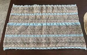 Set Of 4 Vintage Floor Throw Rugs Light Blue Stripe 23” X 35” Multicolor Weave - Picture 1 of 11