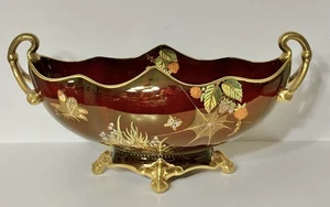 "Cuenco central Carlton Ware Rouge Royale con mango de tela de araña 13 1/4"" de largo" - Imagen 1 de 15
