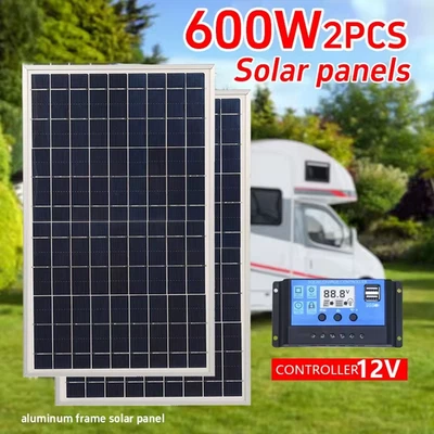 300W 12V Solar Panel Kit Polycrystalline USB Power Portable Outdoor Generator - Bild 1 von 4