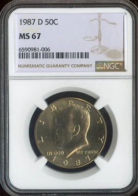 1987-D Kennedy Half Dollar NGC MS67 Quality - Image 1 of 2