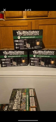 TIKI Brand BiteFighter LED String Lights-12 Bulbs & 4 Mosquito Repellent PodsNEW