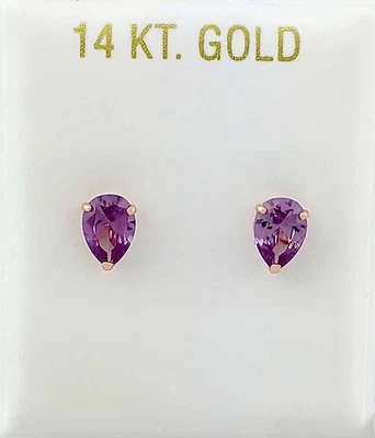 LAB ALEXANDRITES  2.10 Cts STUD EARRINGS SOLID 14K ROSE GOLD - New With Tag - Image 1 of 4