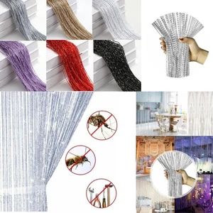 String Curtain Panels Door Fly Screen Room Divider Net Hanging Glitter Curtains - Picture 1 of 16