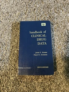 Vtg. Handbook of Clinical Drug Data, Knoben Anderson 1983 Paperback 5th edition - Picture 1 of 5