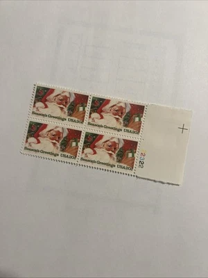 US Scott #2064 "Season's Greetings" Plate block of 4 , MNH 22322 holiday stamp - Image 1 of 2