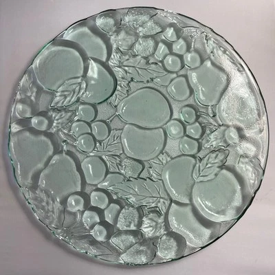 Plato de fruta vintage de vidrio Indiana Madeira verde 13” Foto 1 de 4