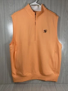Donald Ross Pinehurst Pullover Performance Vest Mens M Orange Peach 1/4 Zip - Picture 1 of 12