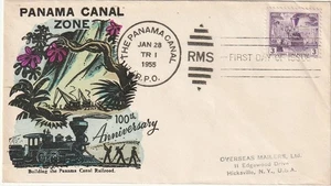 Canal Zone FDC Scott #147 100° Anniversario della Ferrovia di Panama 1955 - Foto 1 di 2