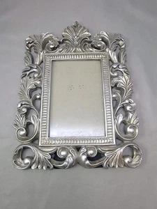 "Marco de fotos pesado vintage ornamentado resina plateada 7"" de alto 5"" de ancho" - Imagen 1 de 6