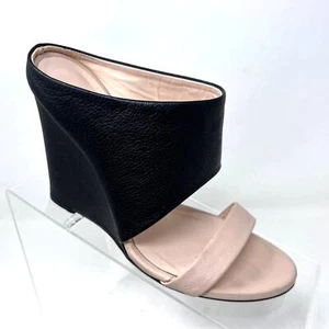 Dee Keller Willow Wedge Womens 36.5 / 6.5 Black Beige Open Toe Heel Sandal - Picture 1 of 9