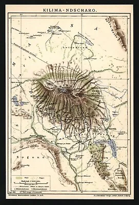 Landkarte Anno 1902 - Kilimandscharo Kibo Mawenzi Shira Kilimanjaro DOA Tansania • 14€