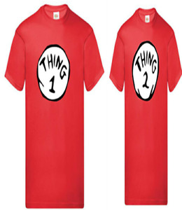 Kids Women Men Thing 1 and Thing 2 T-Shirts World Book Day Tee Top