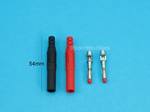 4mm Shrouded Banana Plugs (1 Pair Red + Black) - Zdjęcie 1 z 3