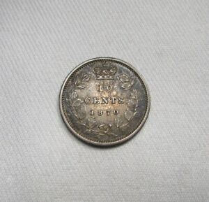 1870 Narrow O Canada Silver 10 Cents XF Coin AI685