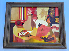 Vintage Painting  Mid Century Modern Abstract Expressionism Cubism Still Life