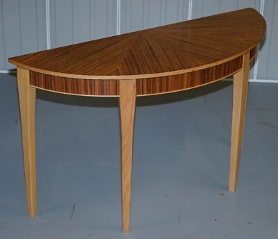 BRAND NEW EX DISPLAY BEVAN FUNNELL PHOENIX ZEBRANO WOOD DEMI LUNE CONSOLE TABLE - Image 1 of 4